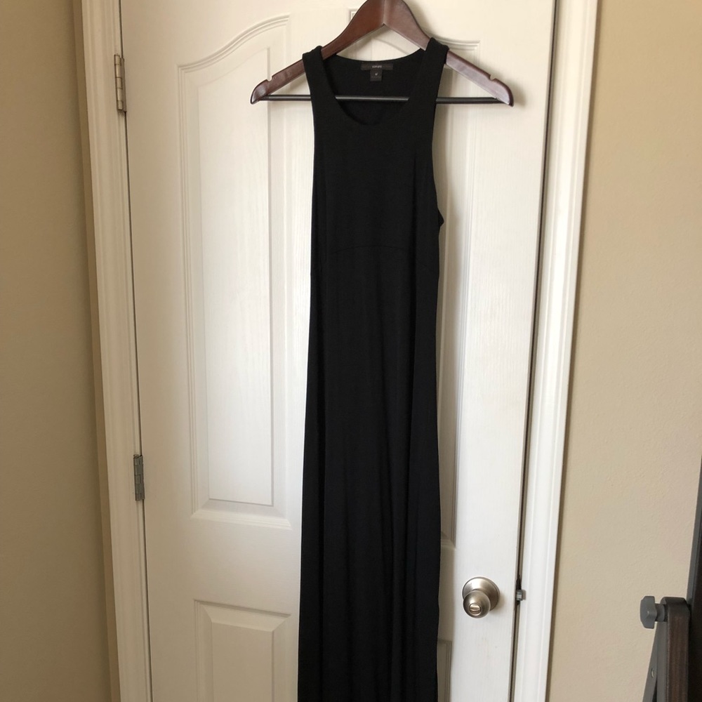 NWOT stretchy long black dress with slit
